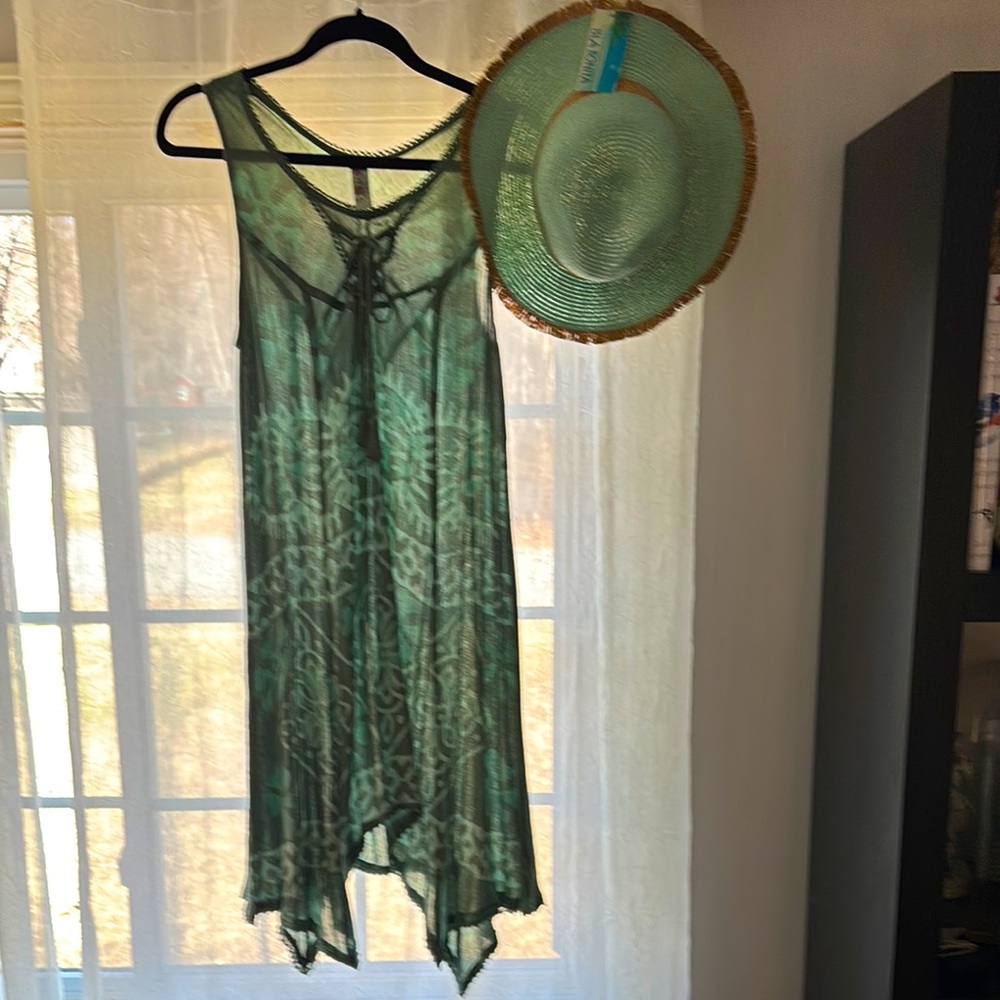 India Boutique Green Sheer Dress with Hat - Picture 6 of 12